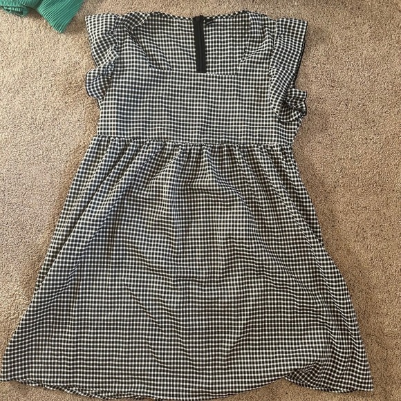 SHEIN Black White Gingham Checkered Ruffle Sleeve Mini Dress XXL - Picture 1 of 3
